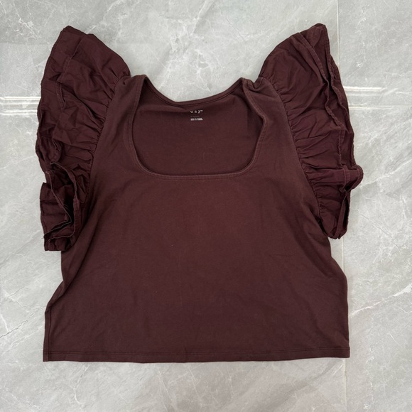 Women’s A New Day Double Flutter Short Sleeve Slim Fit Top Butterfly Ruffle XL - Picture 3 of 15